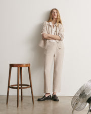 veste courte beige en lin et coton 