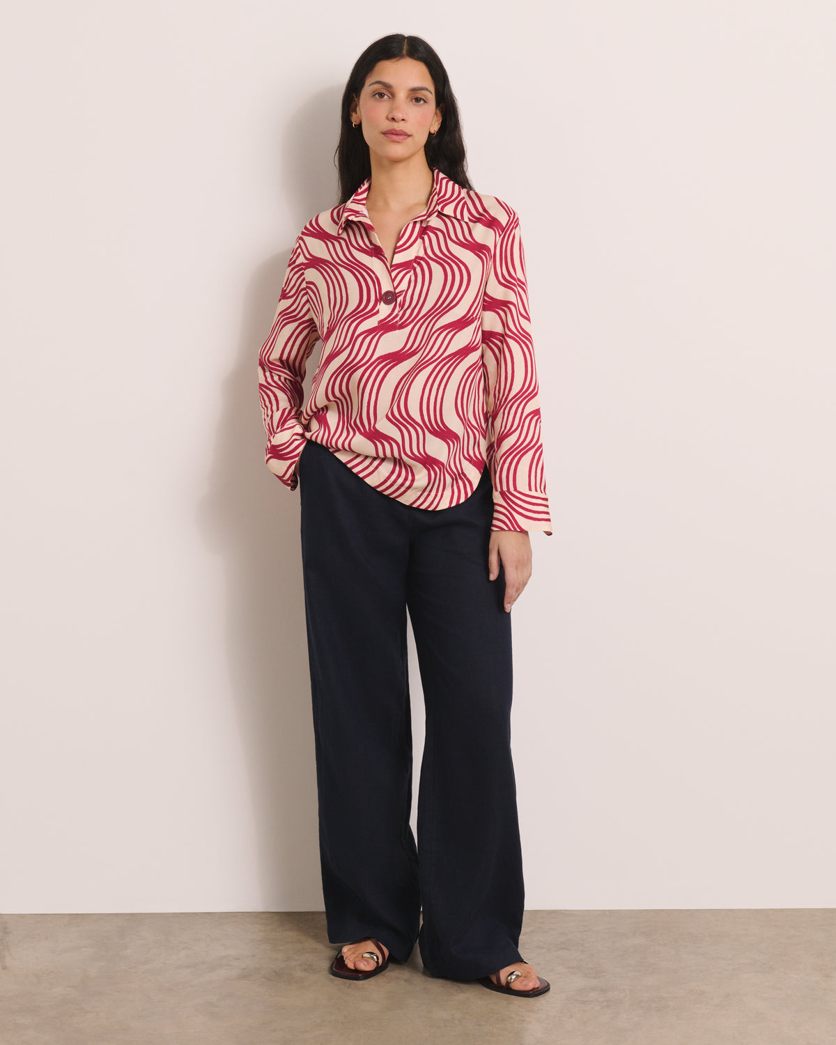 Blouse beige imprimée CALANQUE-BIS/13065/570
