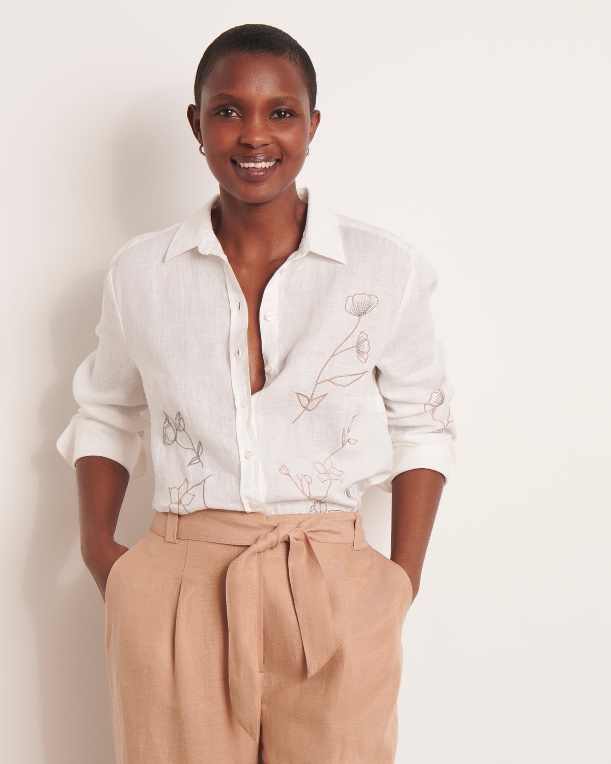Chemise blanc cassé brodée CAMELIA/13143/511