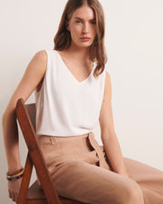 débardeur fluide en crêpe de viscose beige