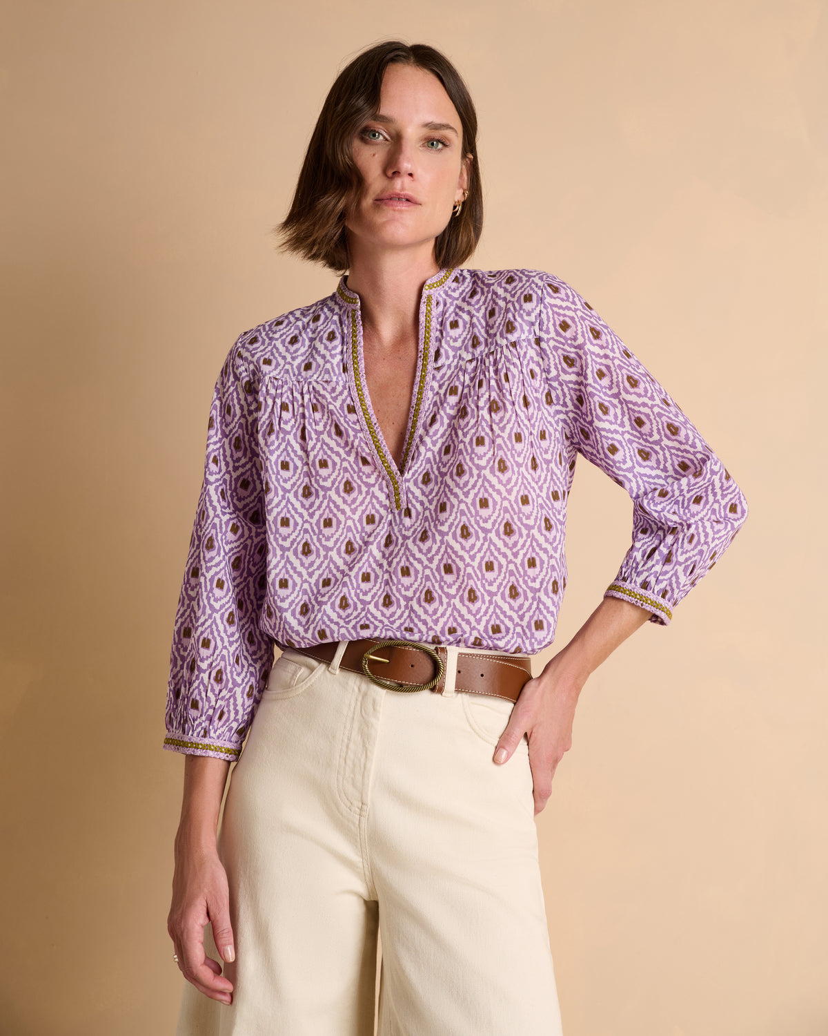 Blouse imprimée violette CARMEN/13327/640