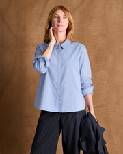 Chemise bleue manches longues en coton oxford