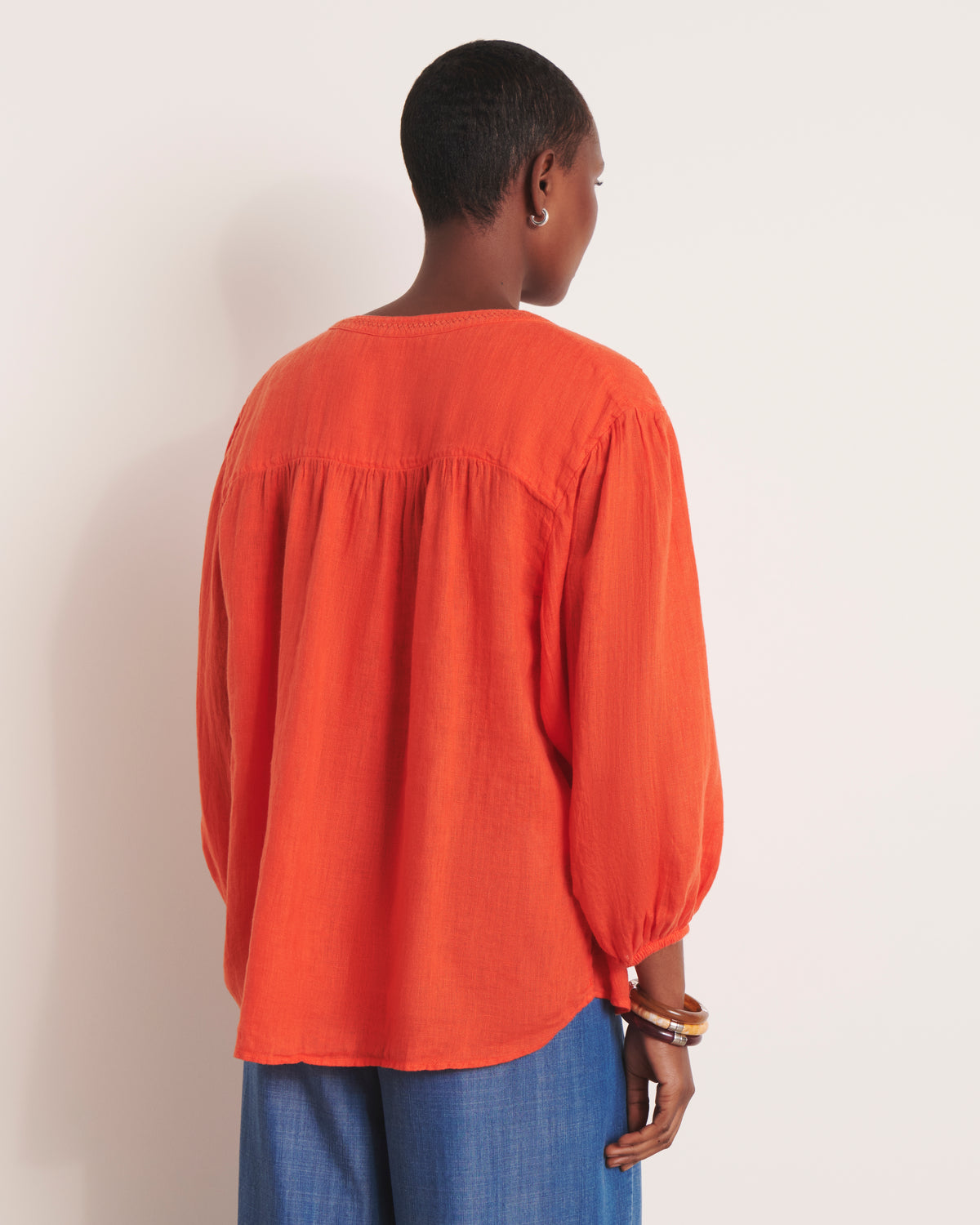 Blouse brodée orange CHAMPIGNY/13127/117