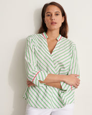 chemise en coton à rayures vertes et roses