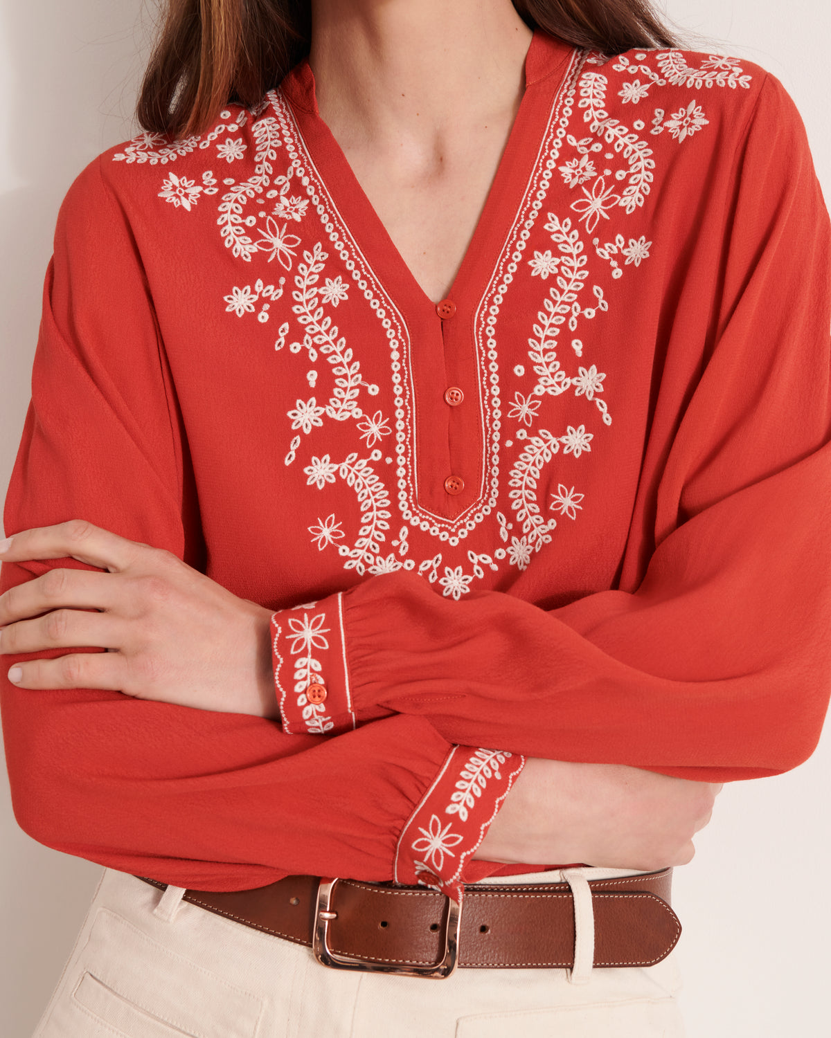 Blouse fluide brodée CLEO/12129/560