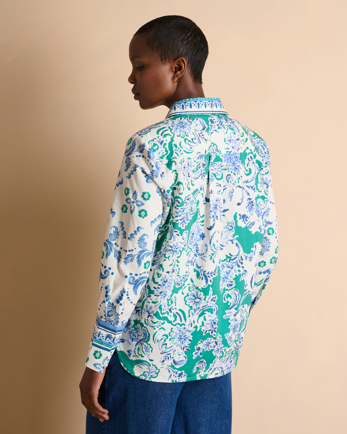 Chemise imprimée bleue manches longues CLEVELAND/14164/630