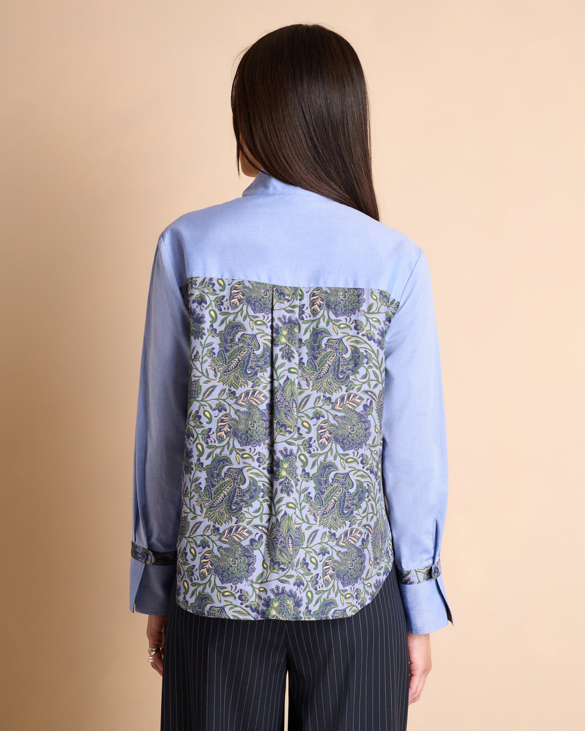 Chemise bleue col officier dos imprimé COLLEGIENNE/14166/630