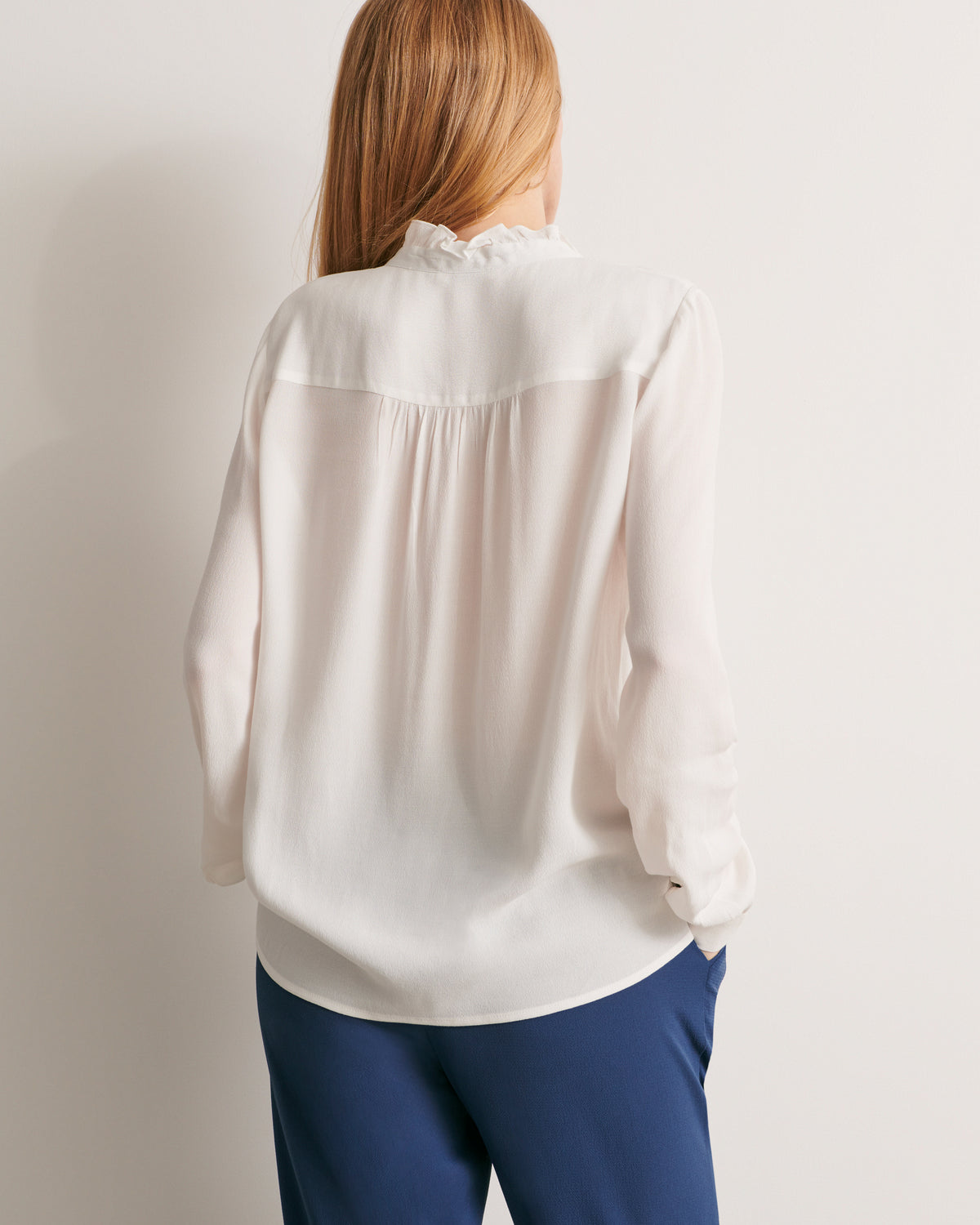 Blouse with ruffled neckline COLOMBAGE/11187/003