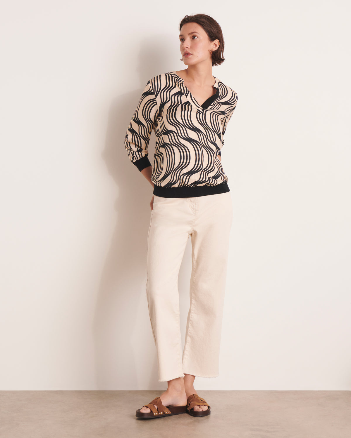 Blouse noire imprimée effet sweat CONCORDIA/13108/670