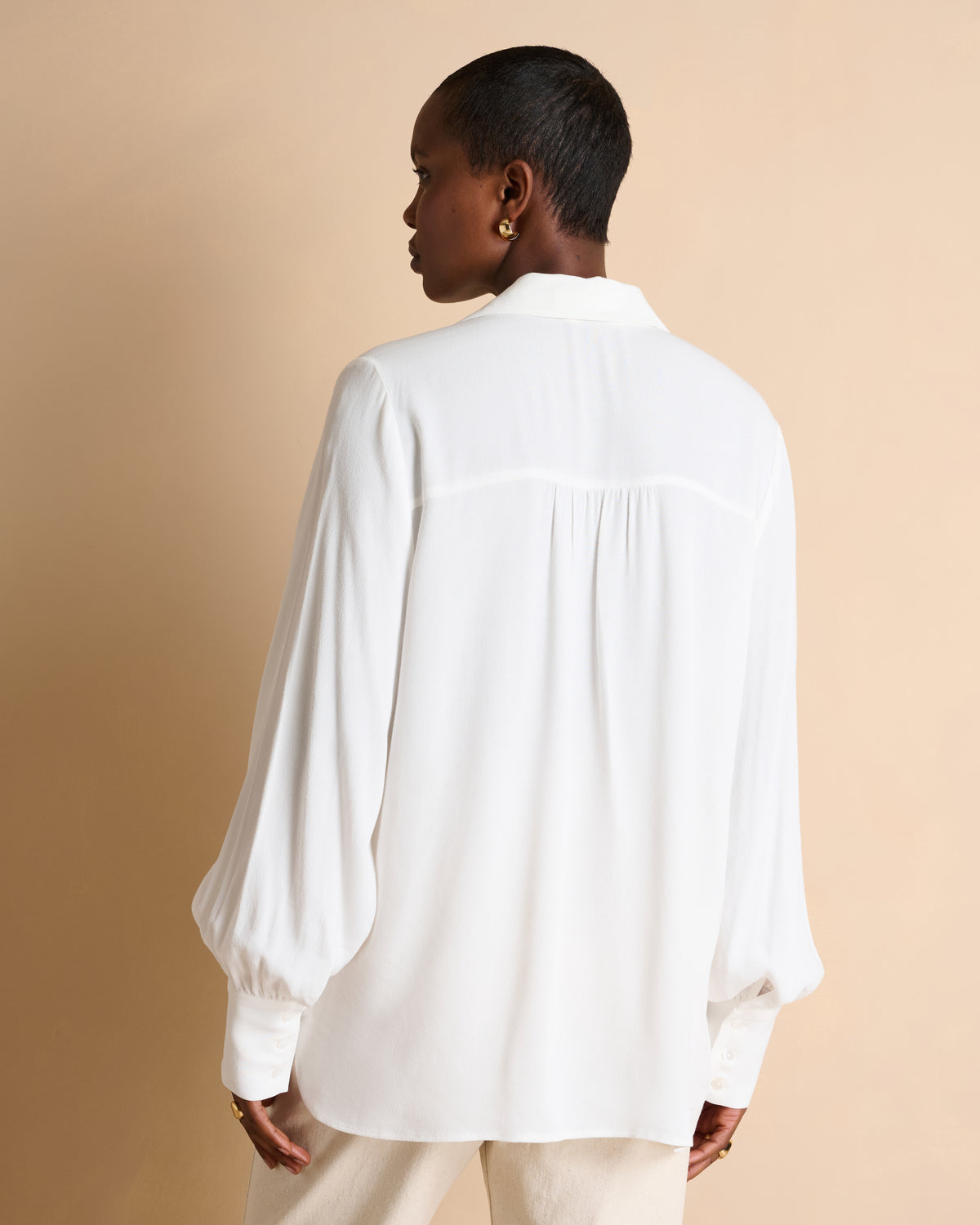 Chemisier blanc brodé manches longues COSETTA/14147/003
