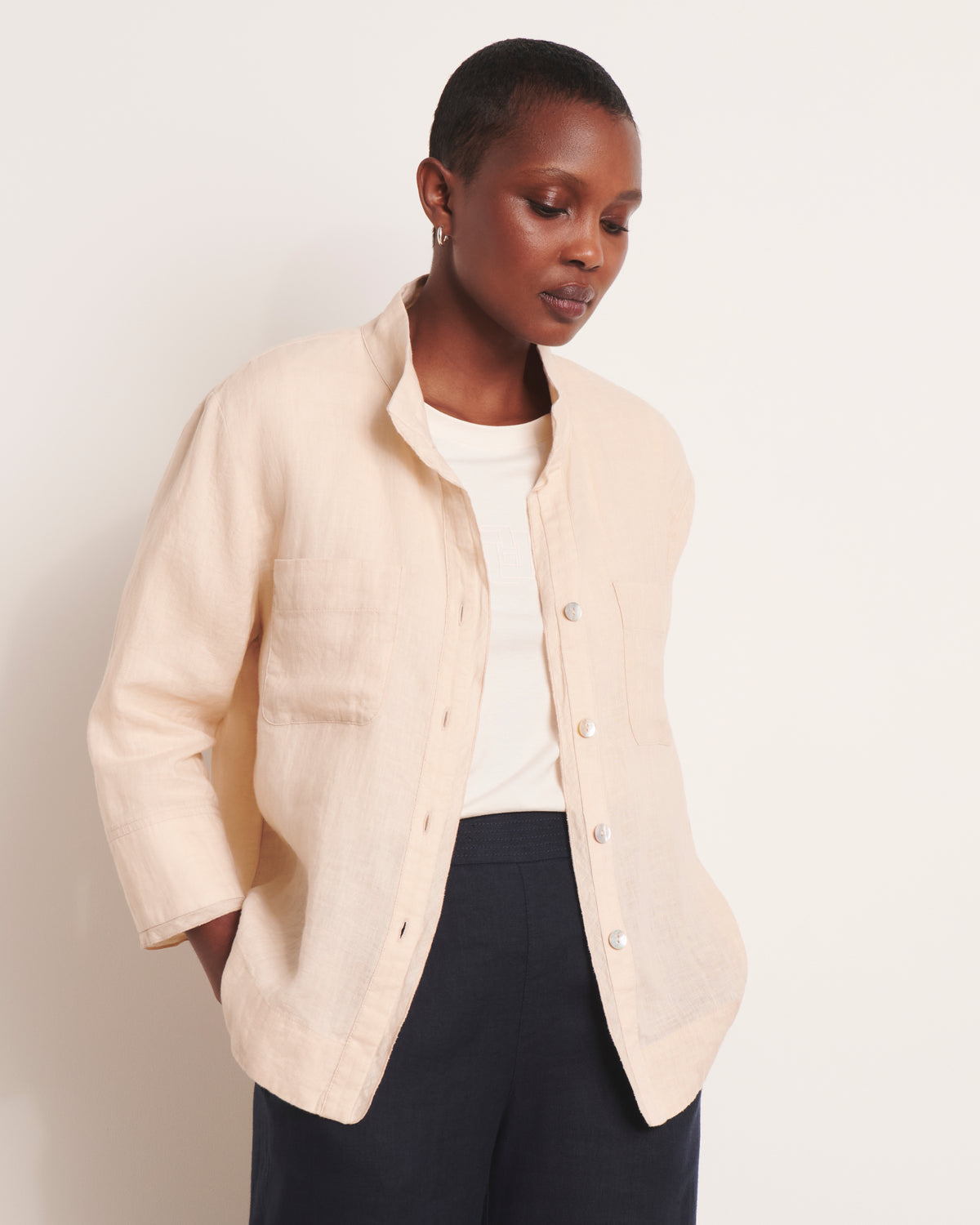 Chemisier beige forme boite CRISSA/13095/002
