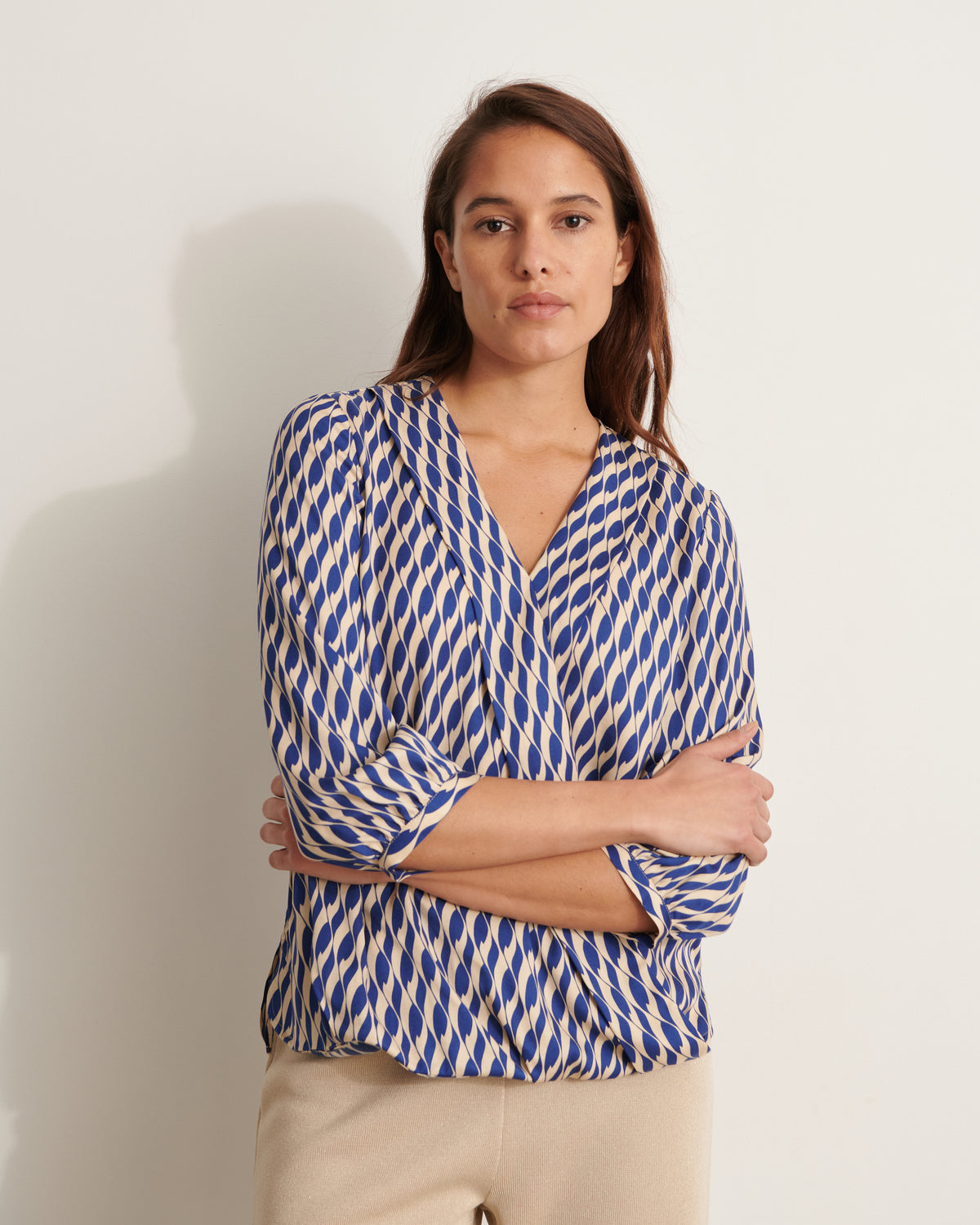 Printed wrap-over blouse CROISETTE/11110/635