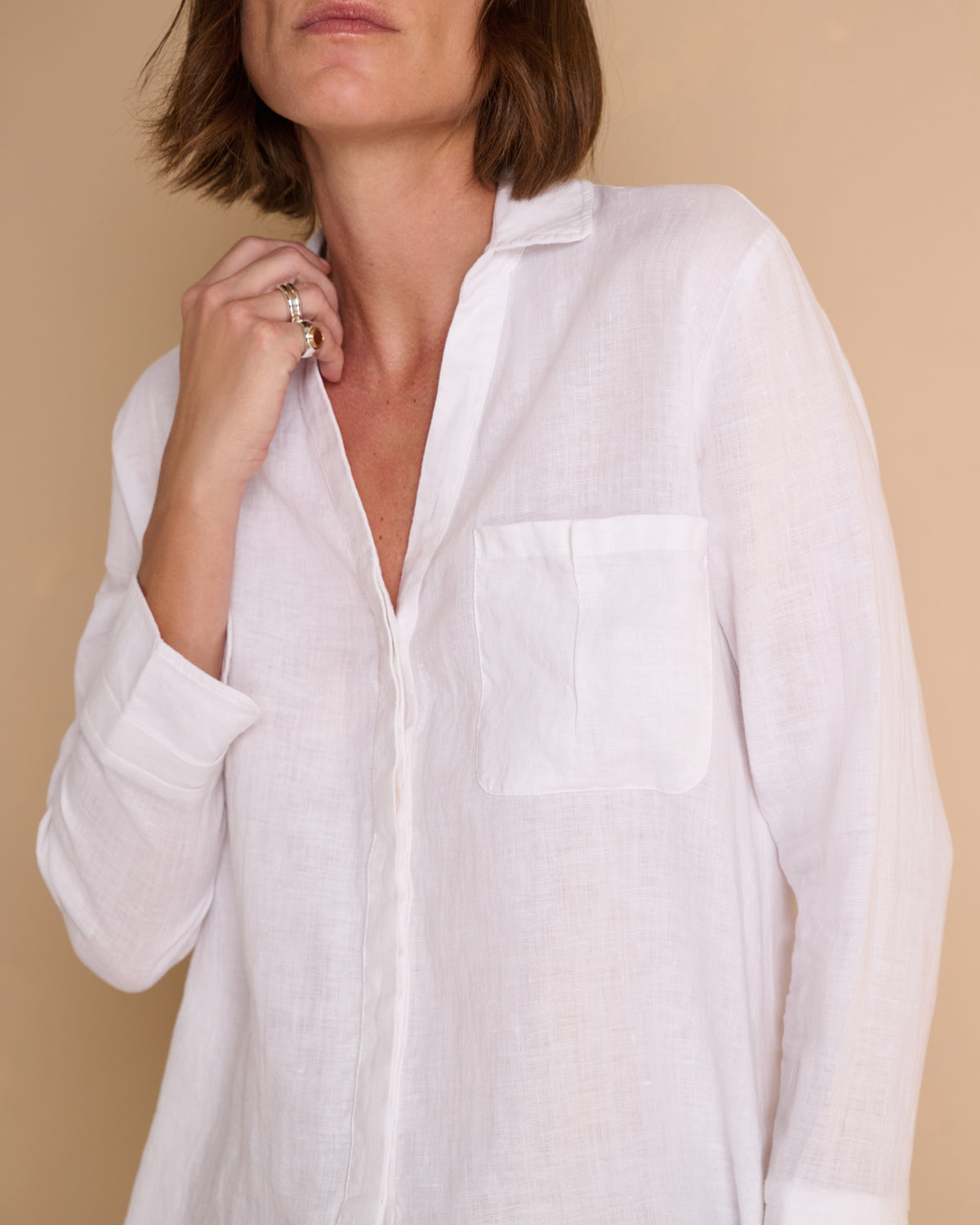 Chemisier oversize blanc CYGNEAU-BIS-LIN/13328/001
