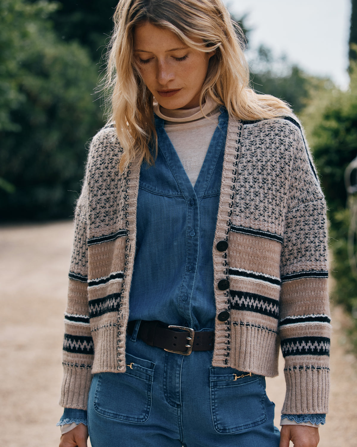 Oversized jacquard knit jacket VOLIGE-JACQ/12014/781