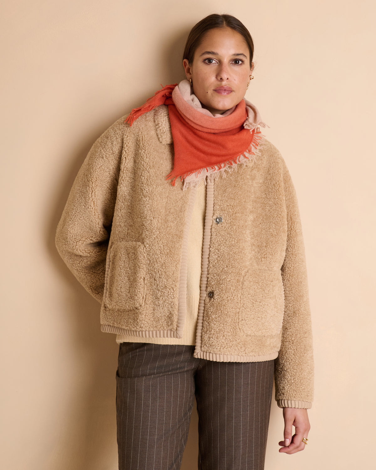 Carré orange imprimé tie-and-dye frangé EARLY/14233/580