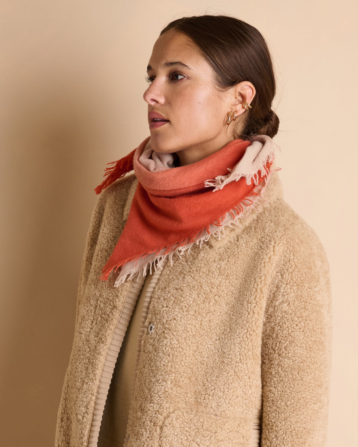 Carré orange imprimé tie-and-dye frangé EARLY/14233/580