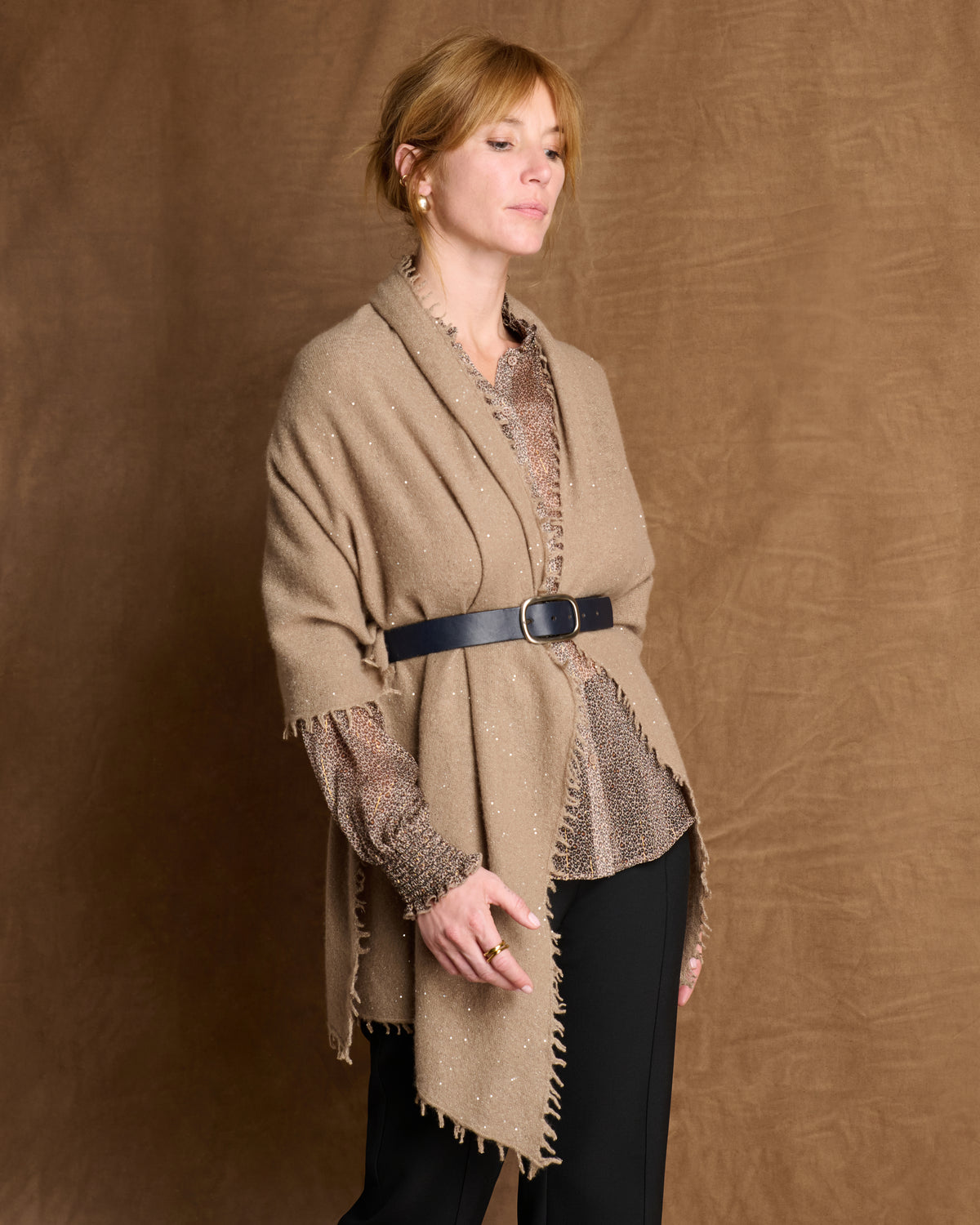Echarpe beige irisée frangée ERMINIA/14174/010