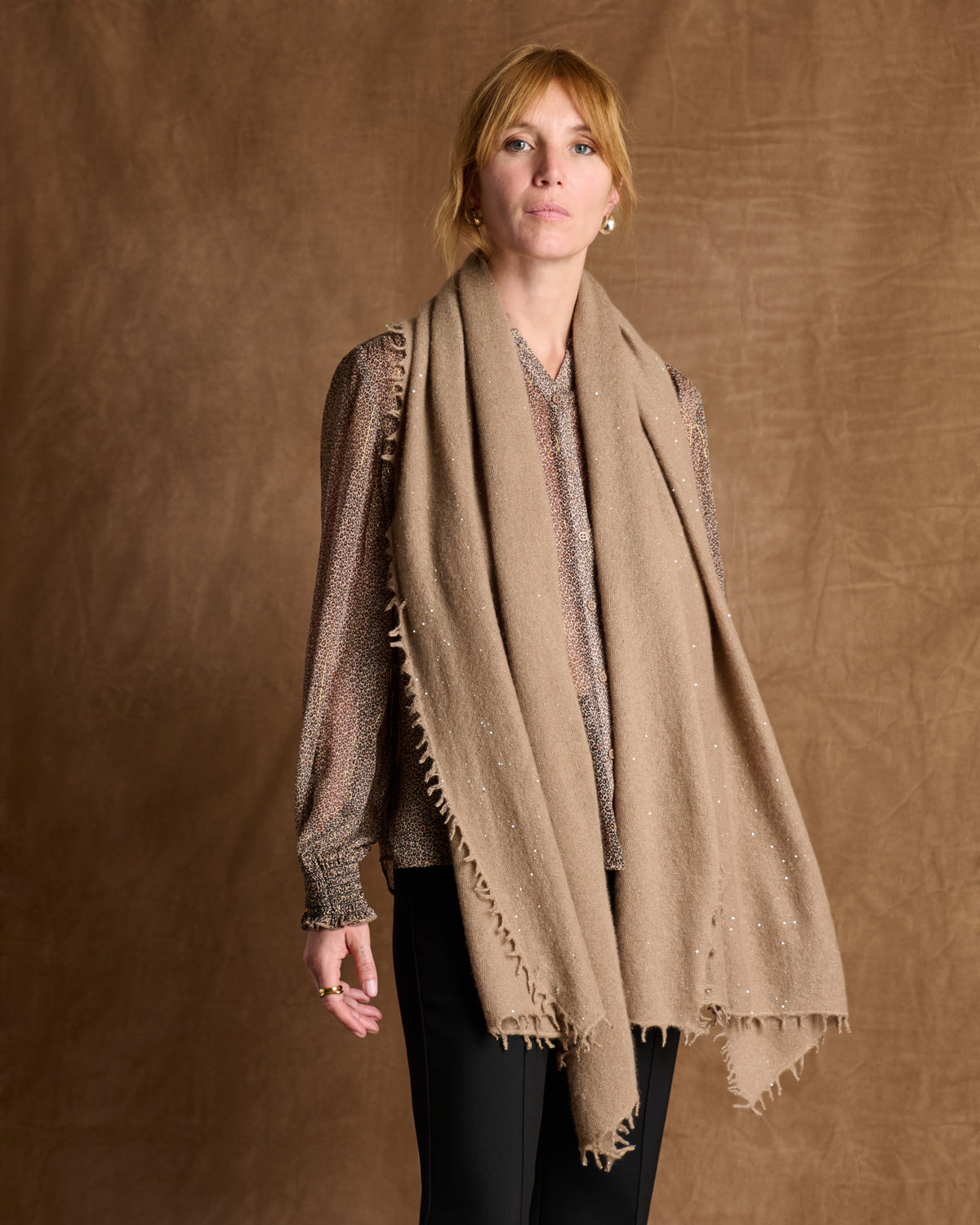Echarpe beige irisée frangée ERMINIA/14174/010