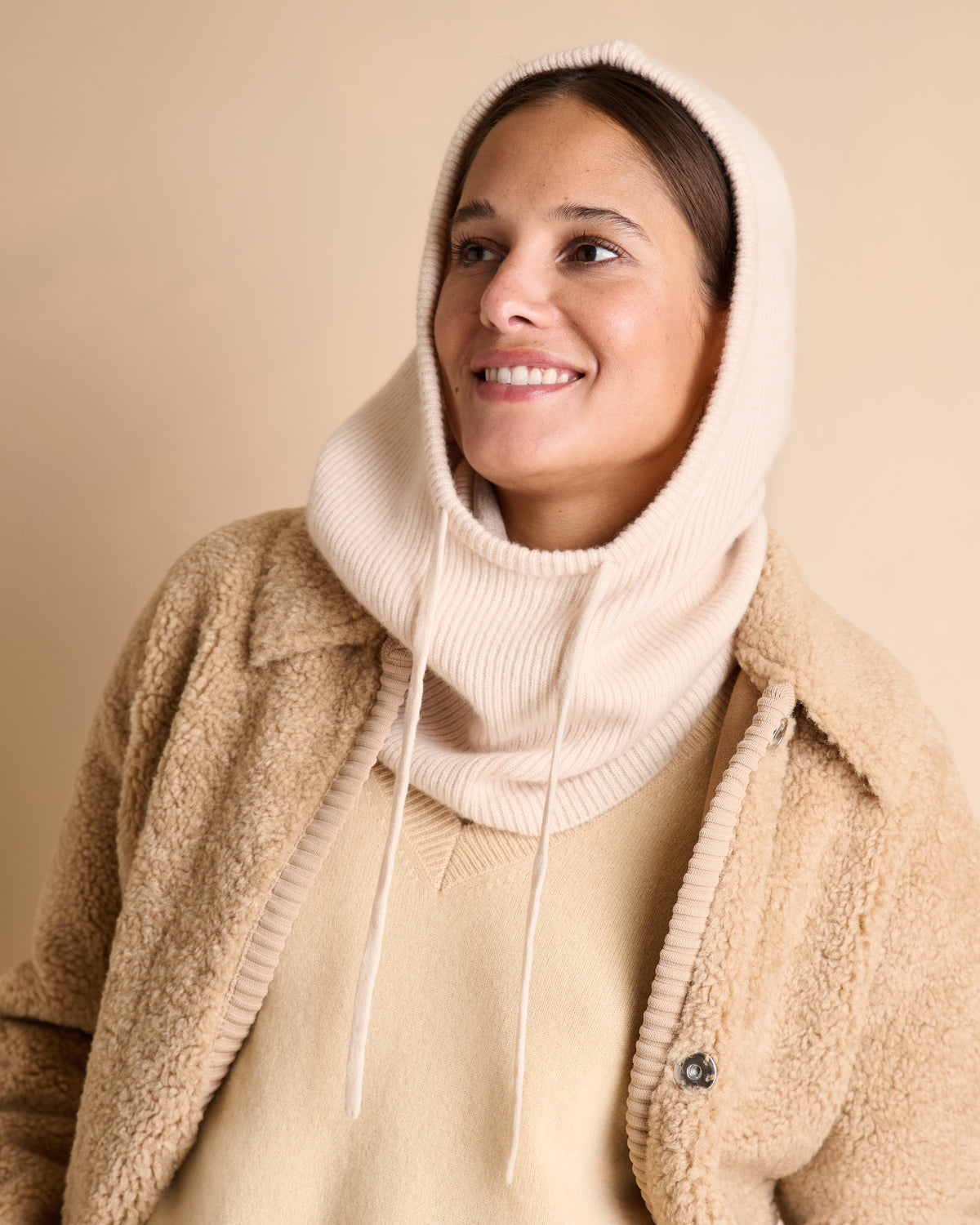 Cagoule beige côtelée FLOCON/14207/017