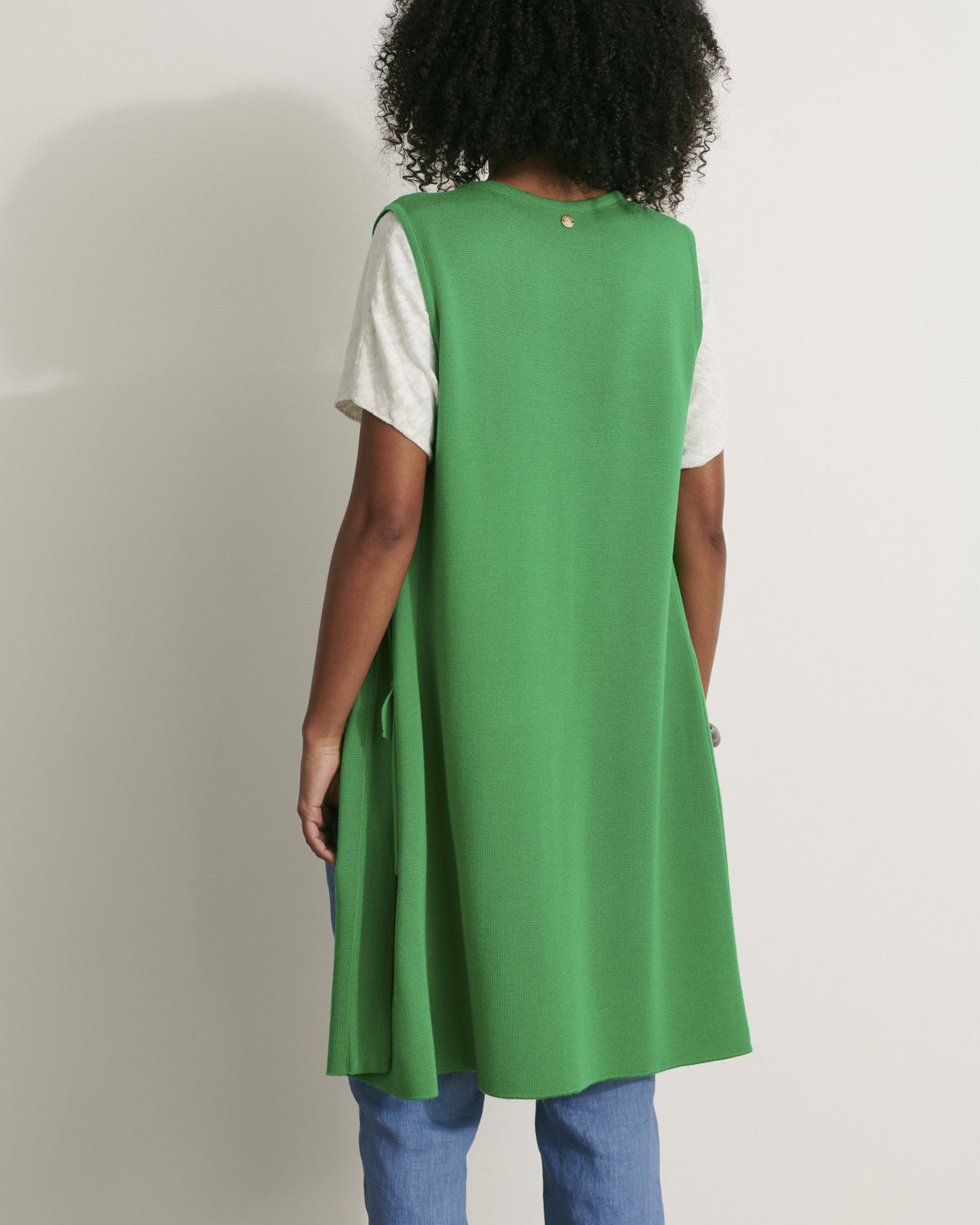 Long sleeveless Milano knit jacket in merino wool GABAIN/11007/185