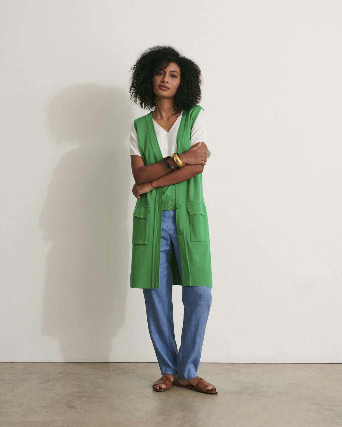 Long sleeveless Milano knit jacket in merino wool GABAIN/11007/185