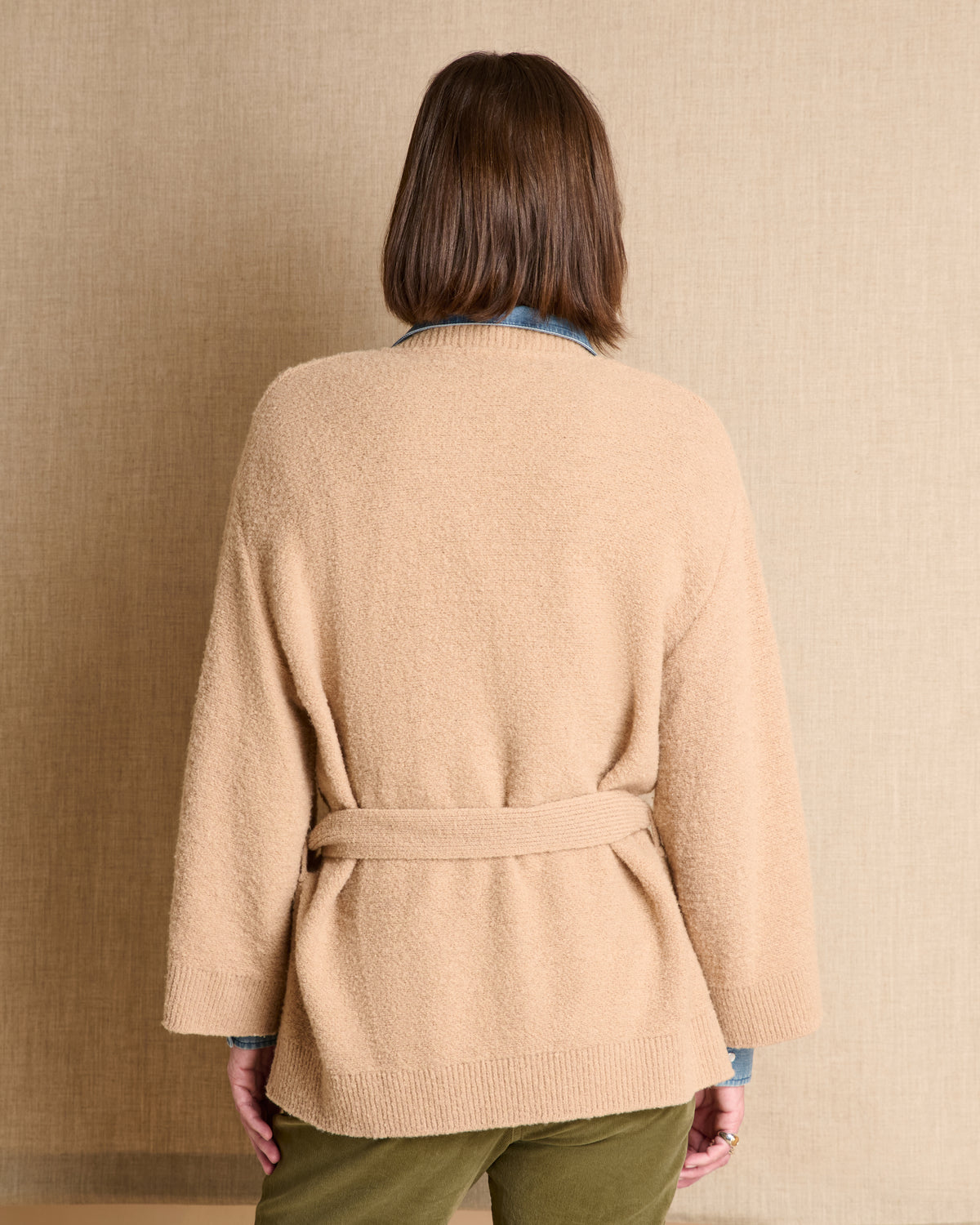 Gilet court beige ceinturée en laine GALIA/14040/010