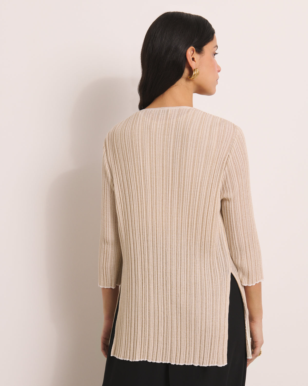 Gilet long beige en jersey GALYNE13/13009/003