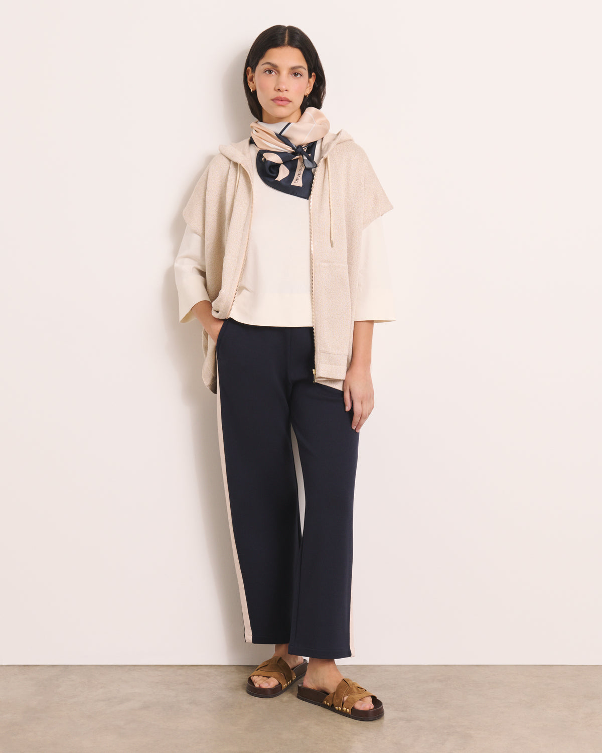 Gilet "sweat" beige en maille irisée manches courtes GAPPLE13/13084/781