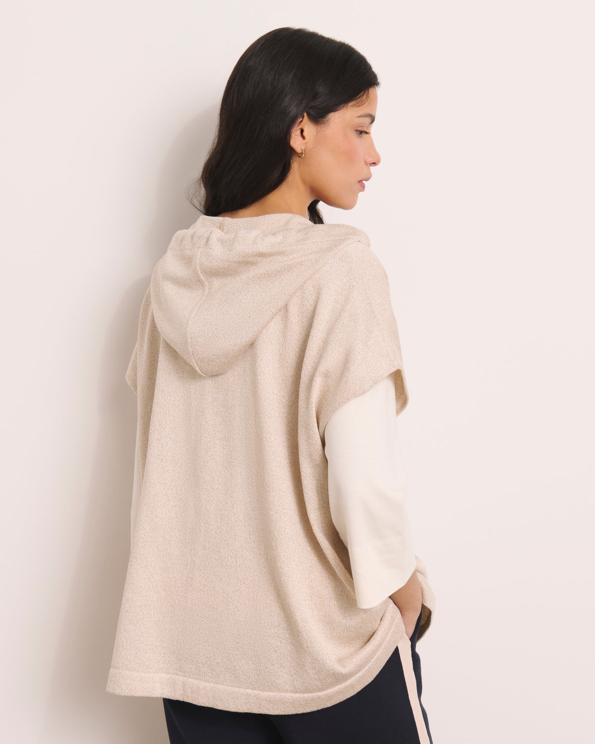 Gilet "sweat" beige en maille irisée manches courtes GAPPLE13/13084/781
