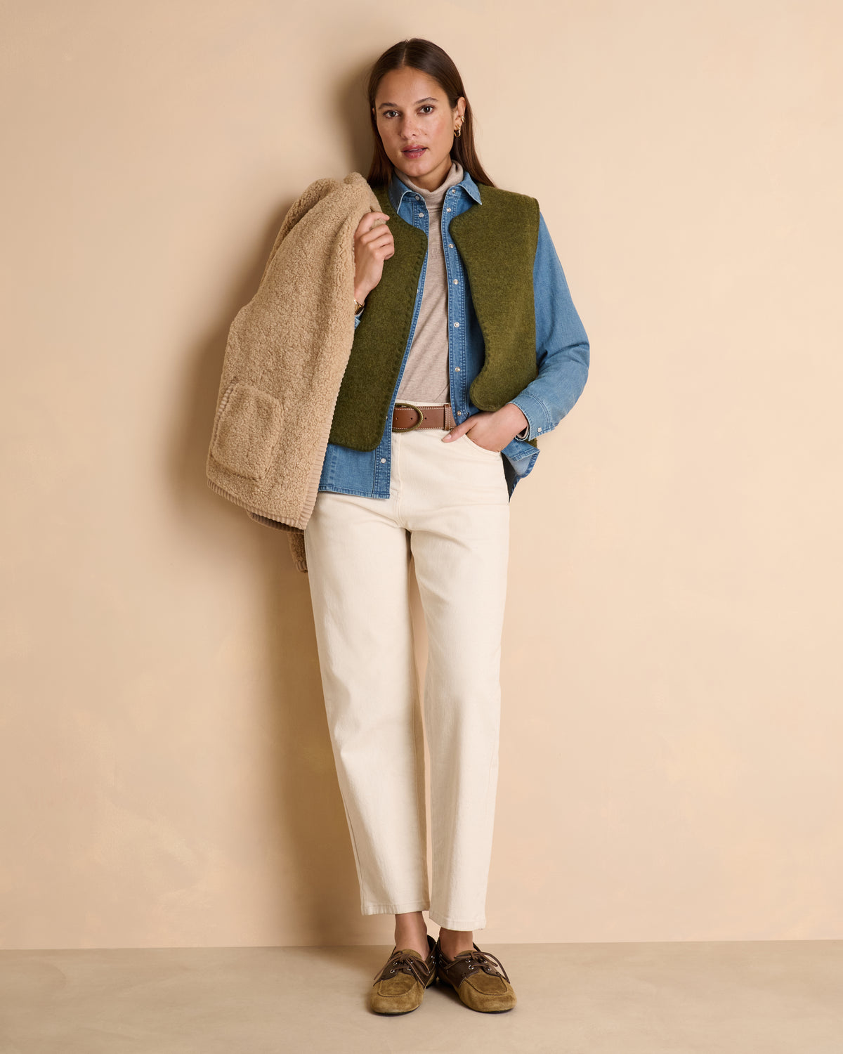 Gilet vert sans manches en laine bouillie GARANCE1927-14/14153/801