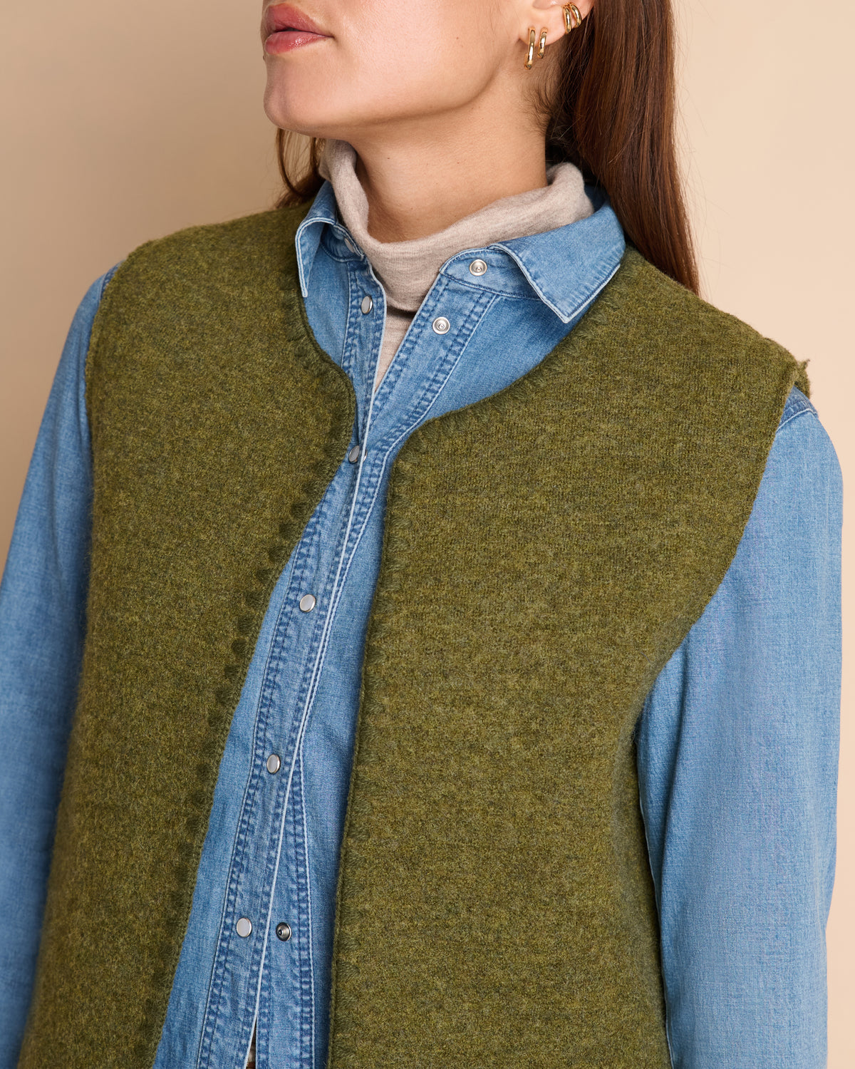 Gilet vert sans manches en laine bouillie GARANCE1927-14/14153/801