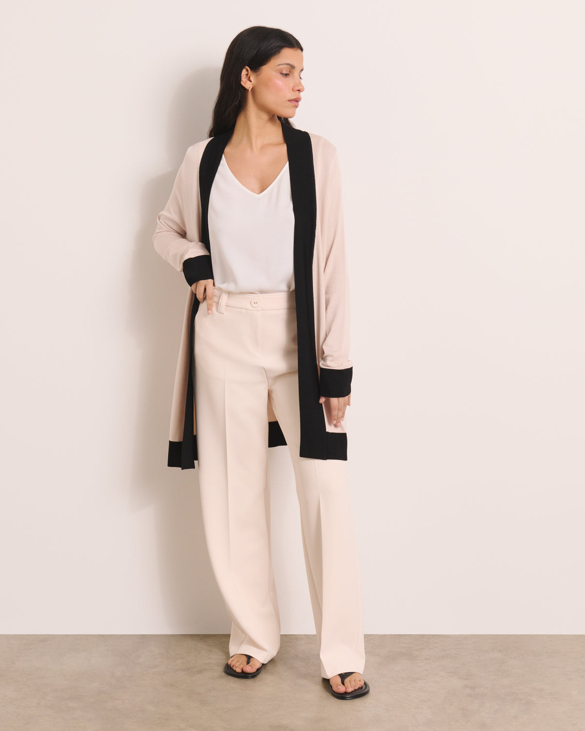 Gilet long beige bicolore GENESIS13/13022/781