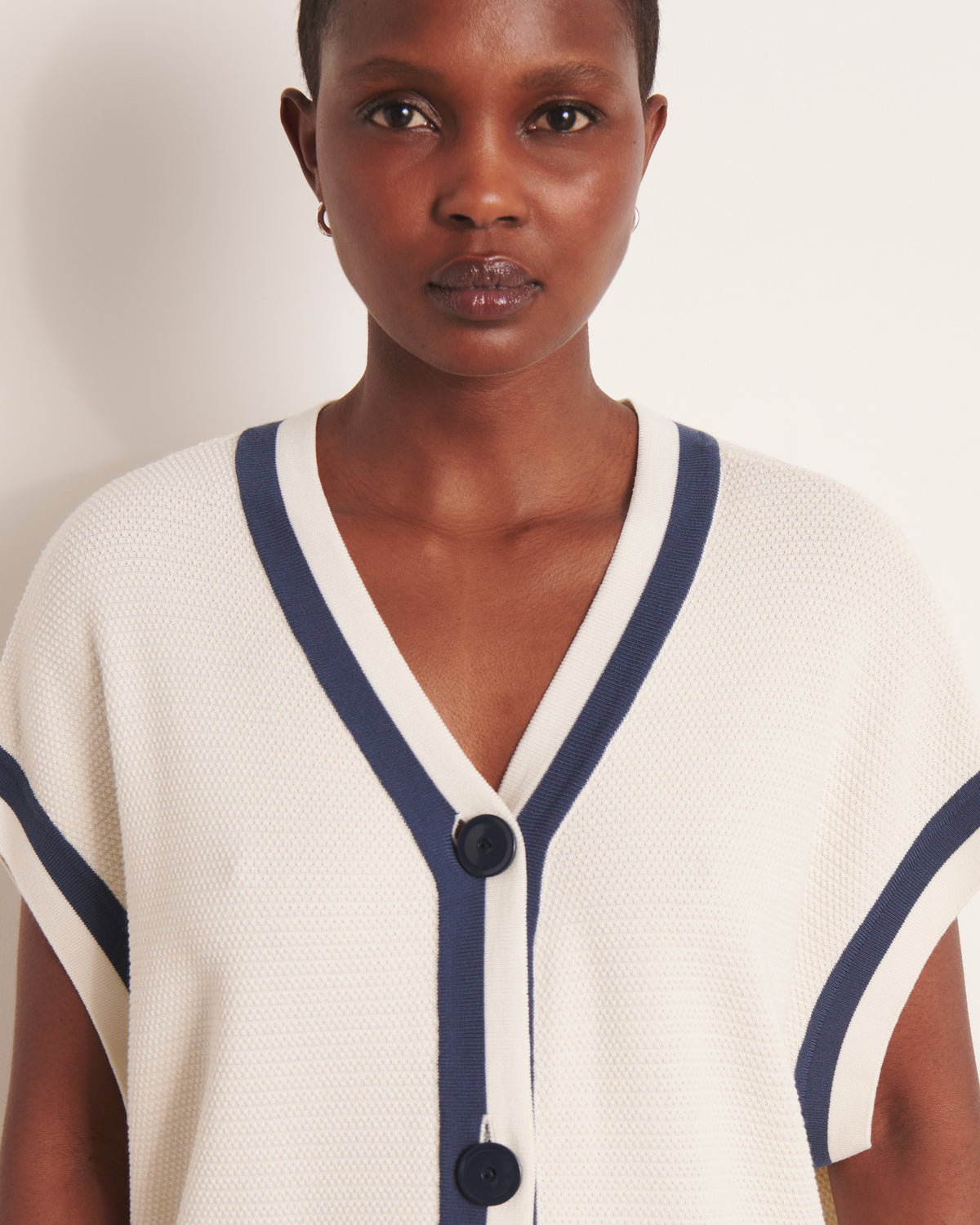 Gilet oversize blanc en maille GRECE13/13112/751