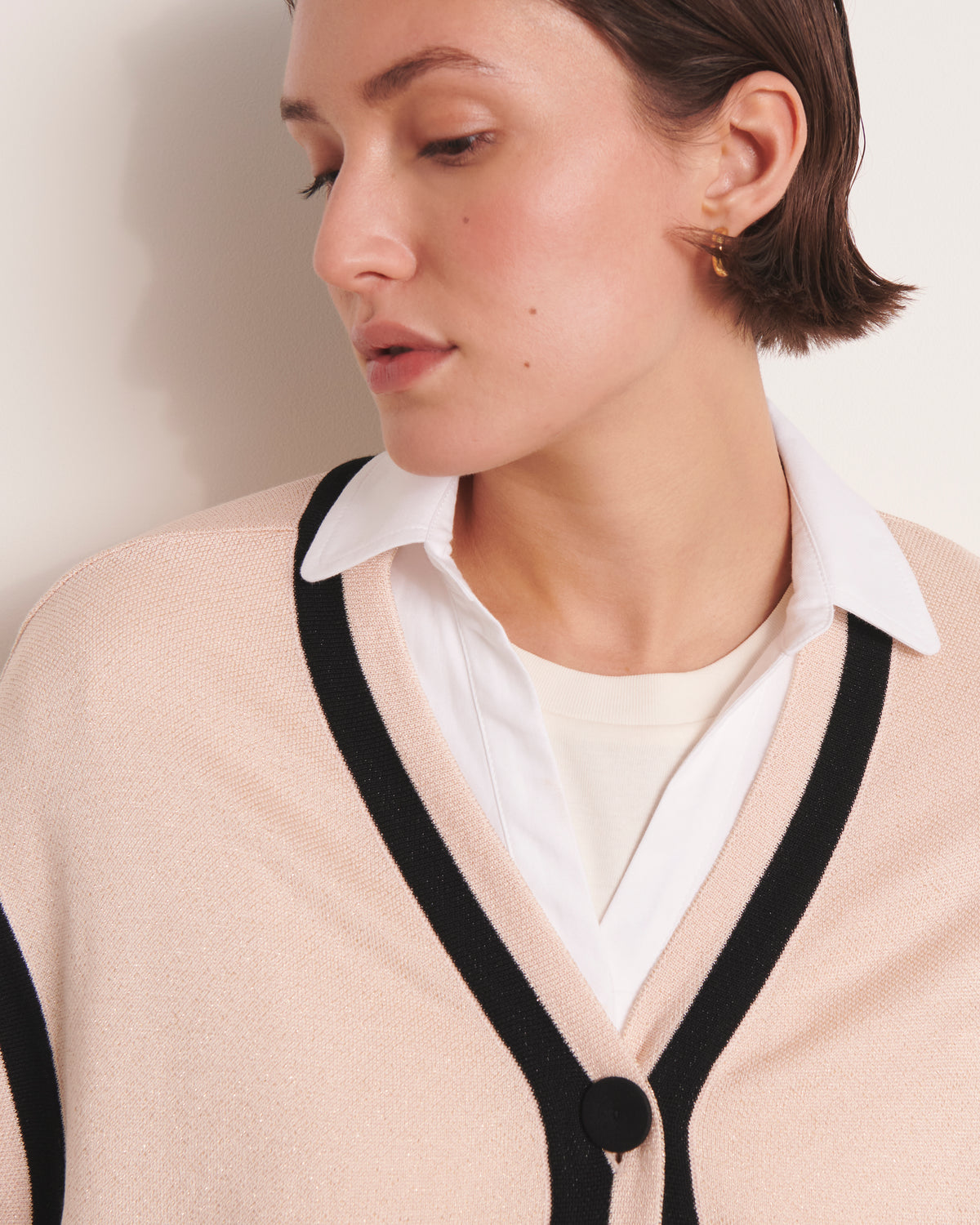 Gilet oversize beige en maille irisée GRECE13-BIS/13123/781
