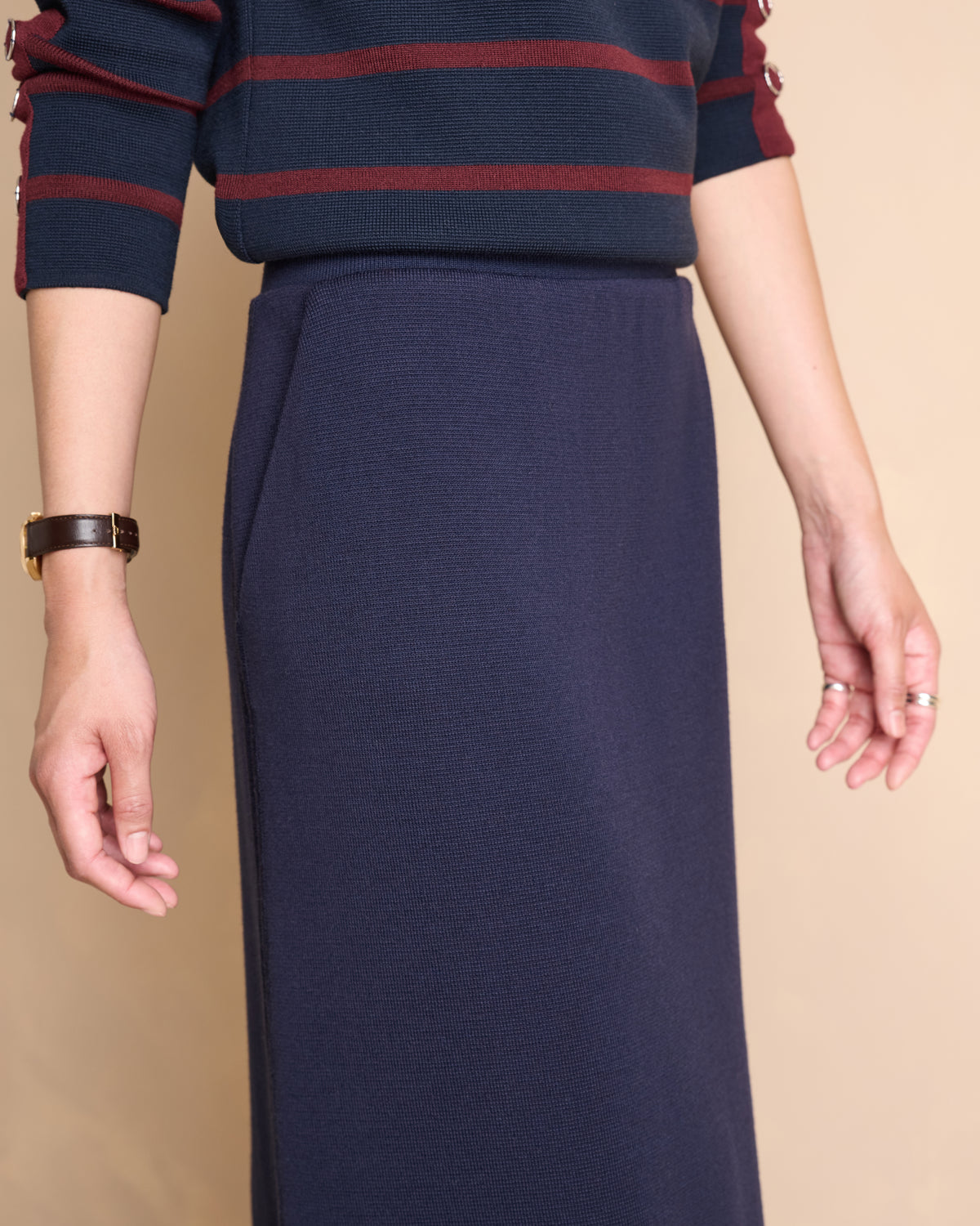 Jupe longue bleu marine en laine IRINE1927-UNI/14278/319
