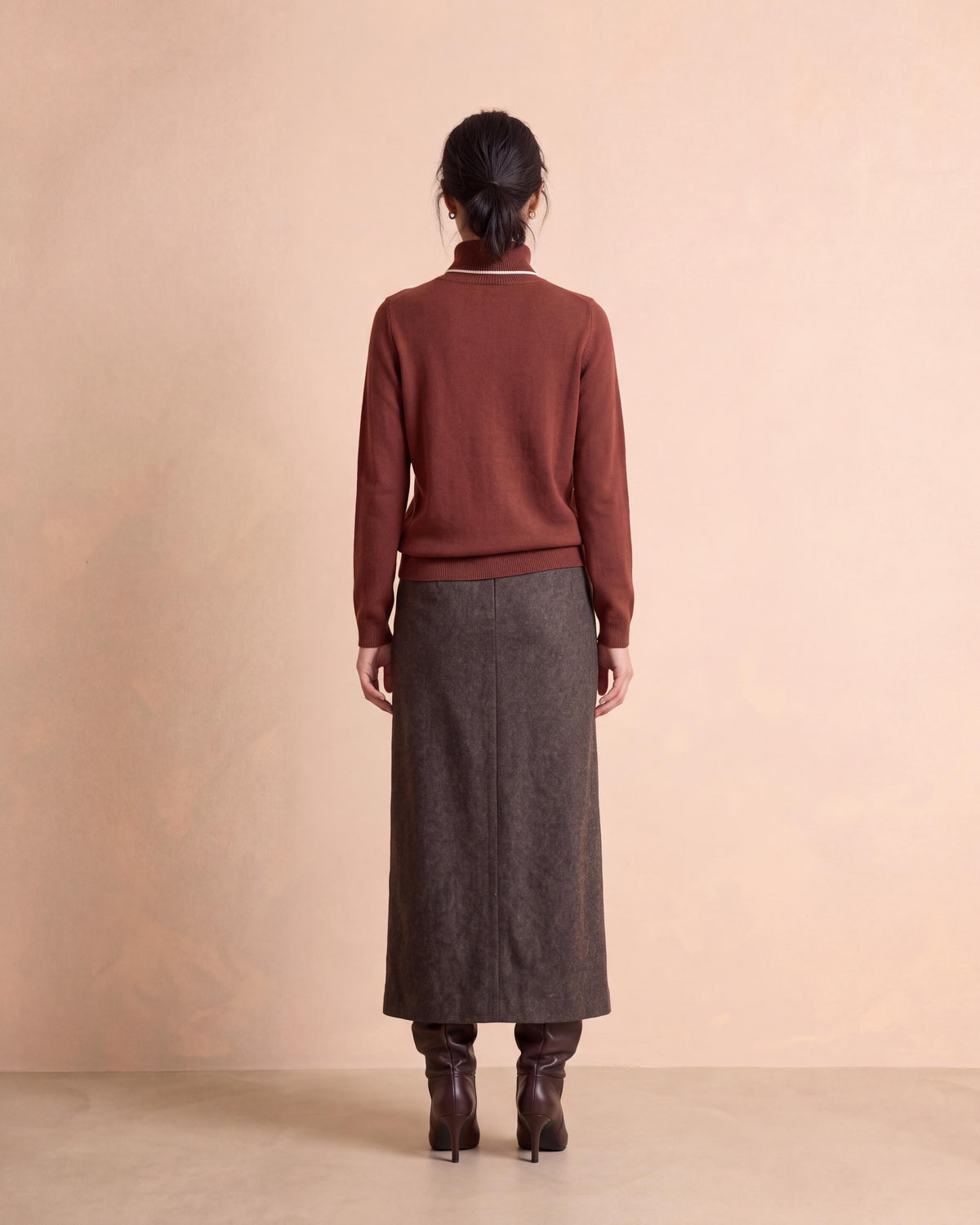 Jupe longue droite marron JEVRON/14281/540
