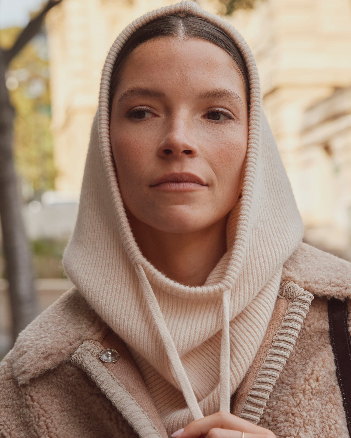 Cagoule beige côtelée FLOCON/14207/017