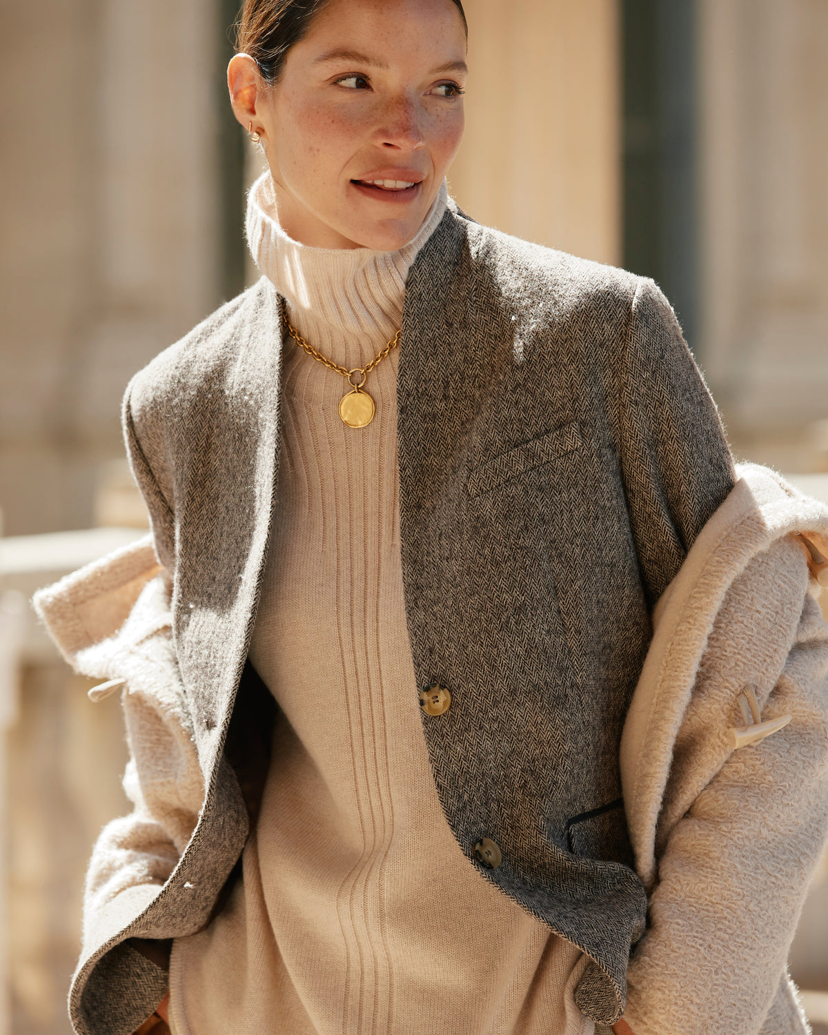 Veste blazer marron col montant BETWEEN/14114/540