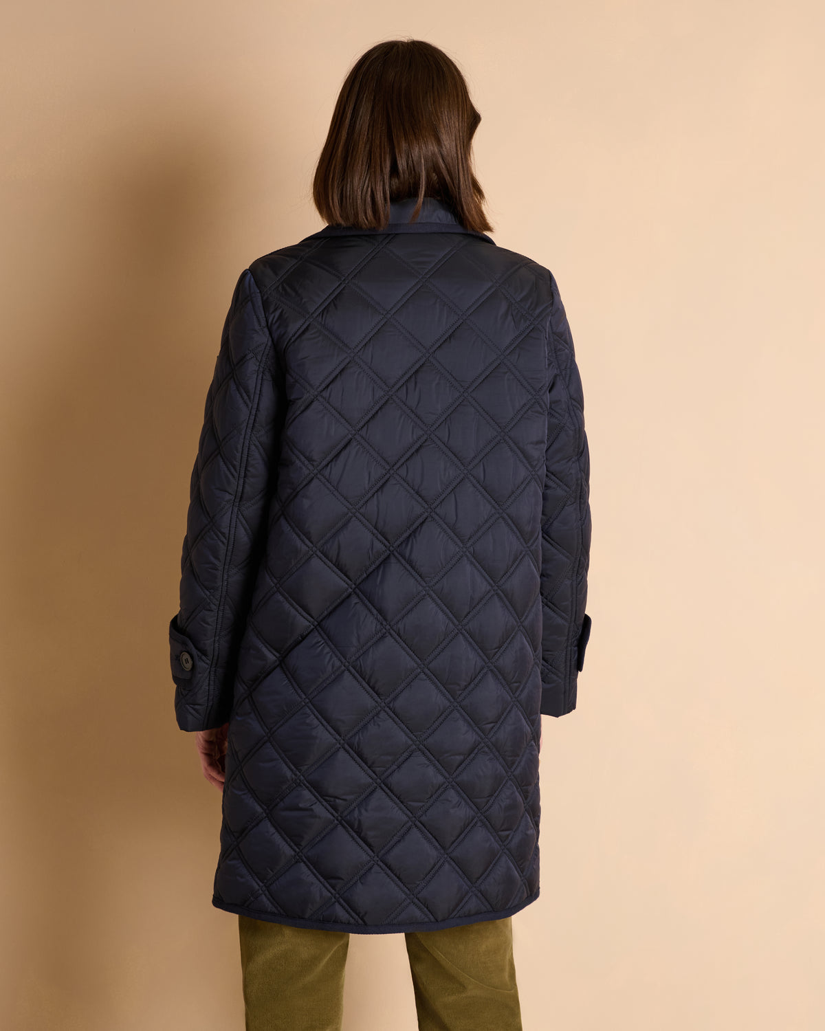 Manteau long bleu marine matelassé MADDY/14021/317
