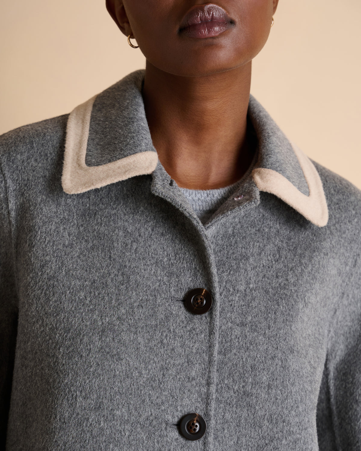Manteau gris court boutonné MAELIA/14099/912