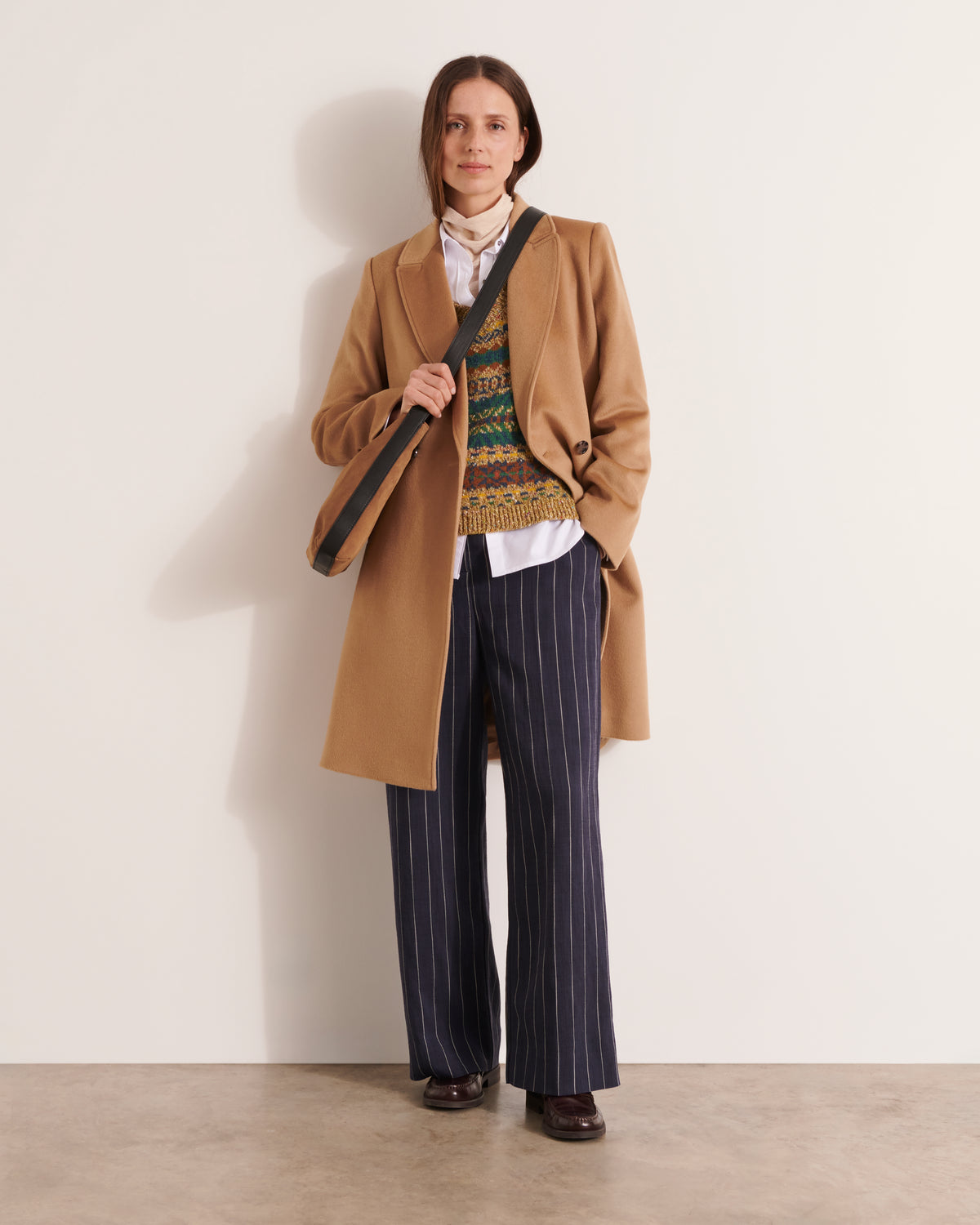 Manteau long double boutonnage en laine MAJESTUEUX/12147/010