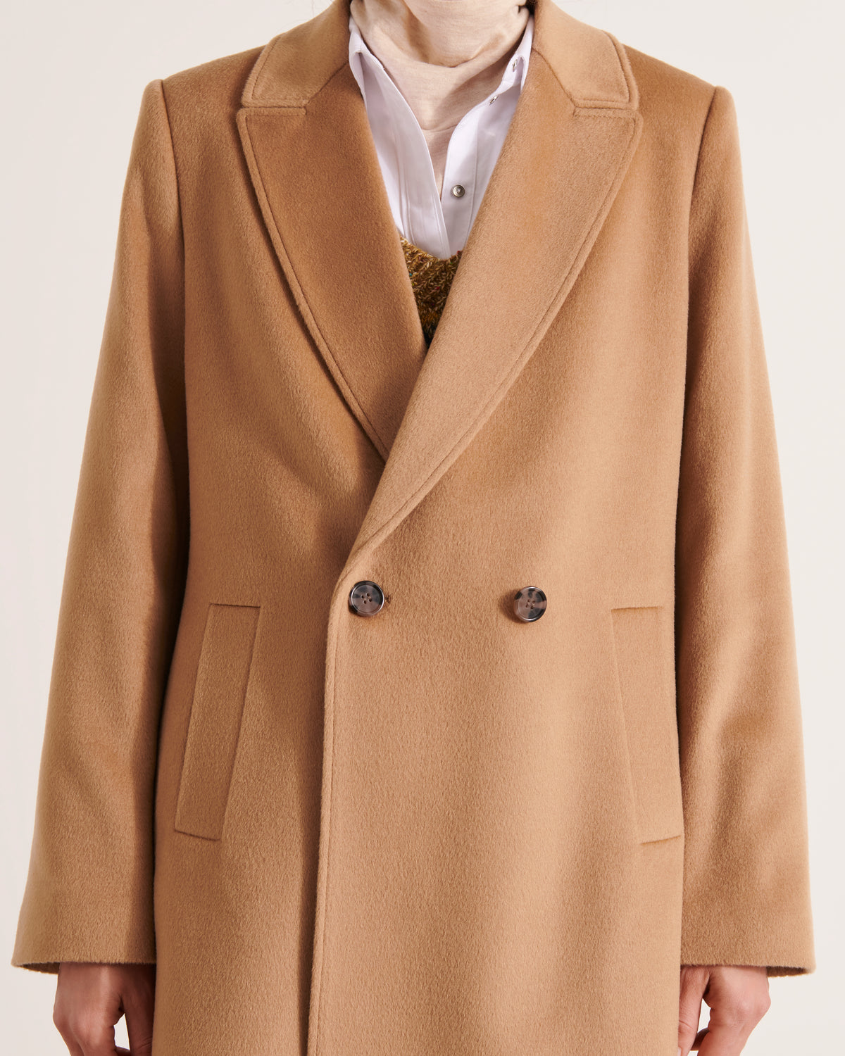 manteau long double boutonnage en velours de laine