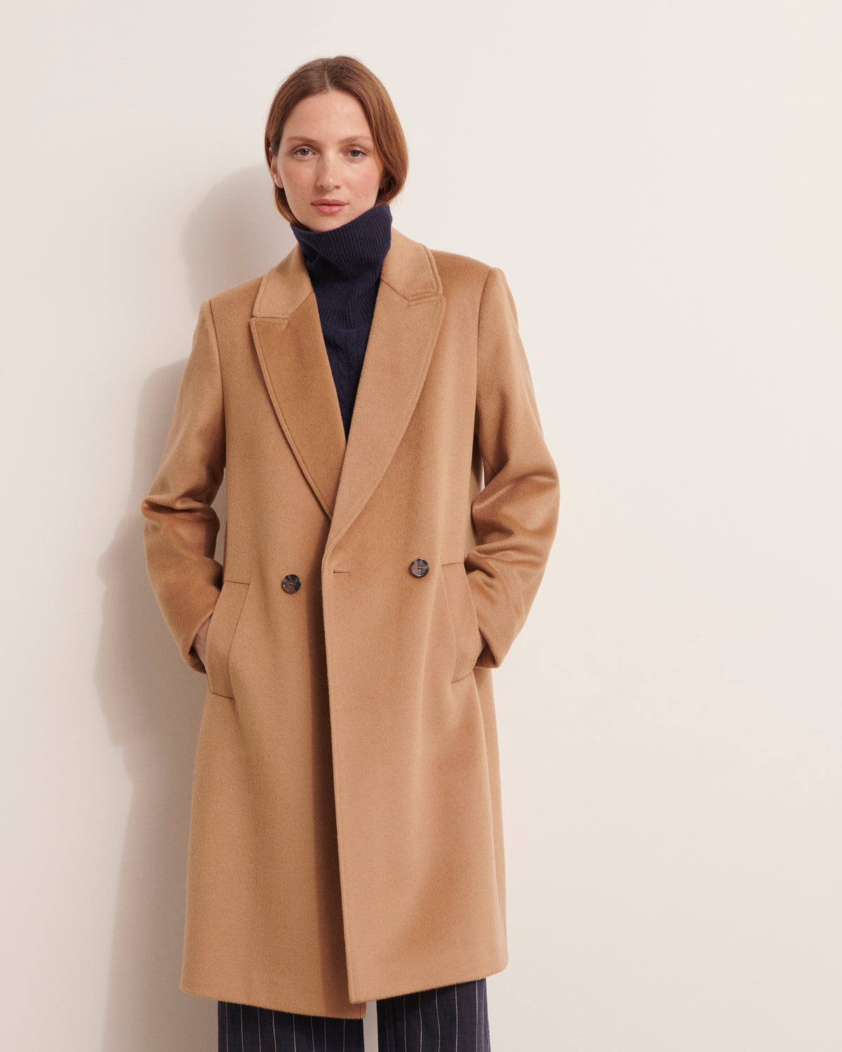 Manteau long double boutonnage en laine MAJESTUEUX/12147/010