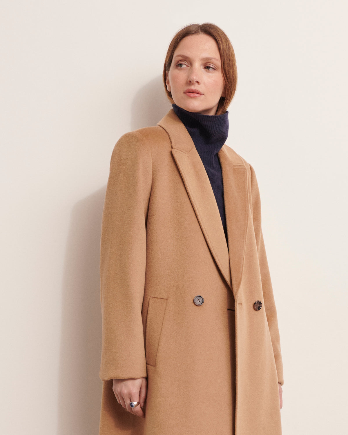 Manteau long double boutonnage en laine MAJESTUEUX/12147/010