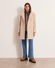 manteau mi-long en laine et alpaga blanc cassé