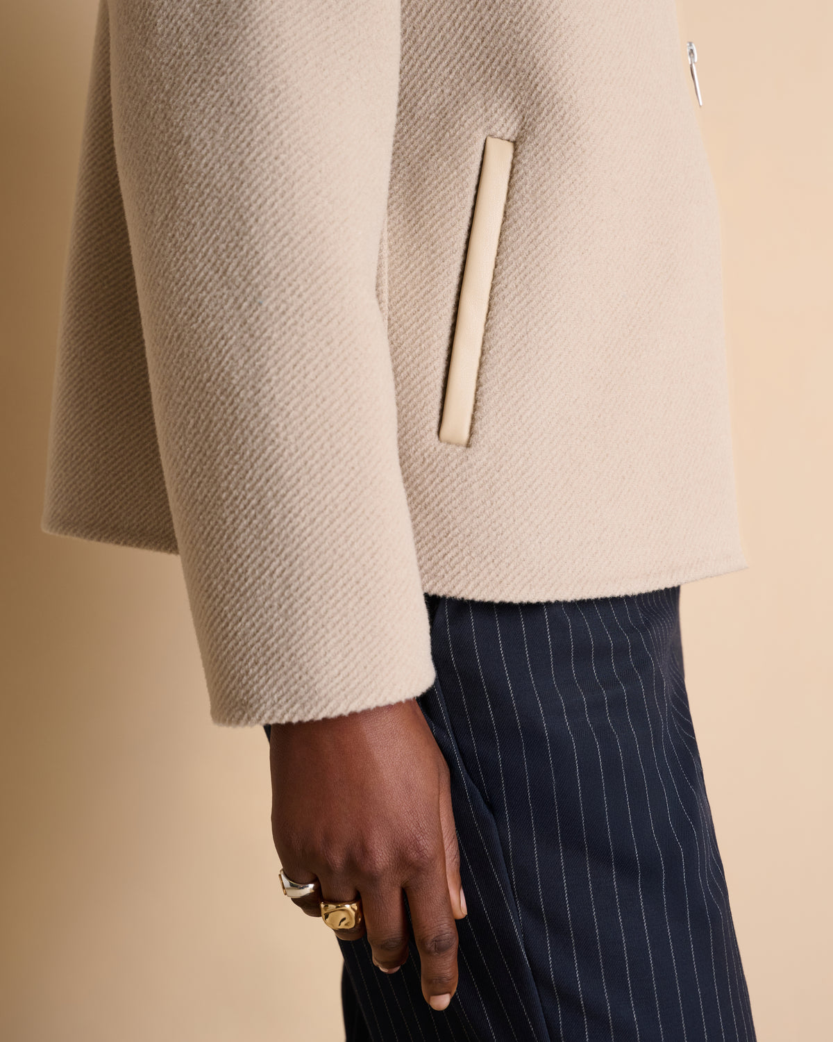 Manteau beige court droit zippé MARGINAL/14100/022