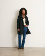 caban double boutonnage en drap de laine bleu