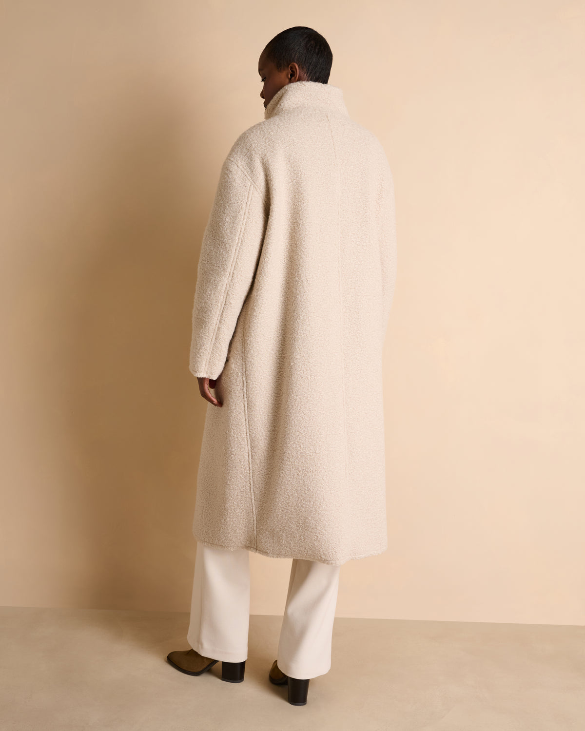 Manteau long beige col montant MERVEILLEUX/14028/017