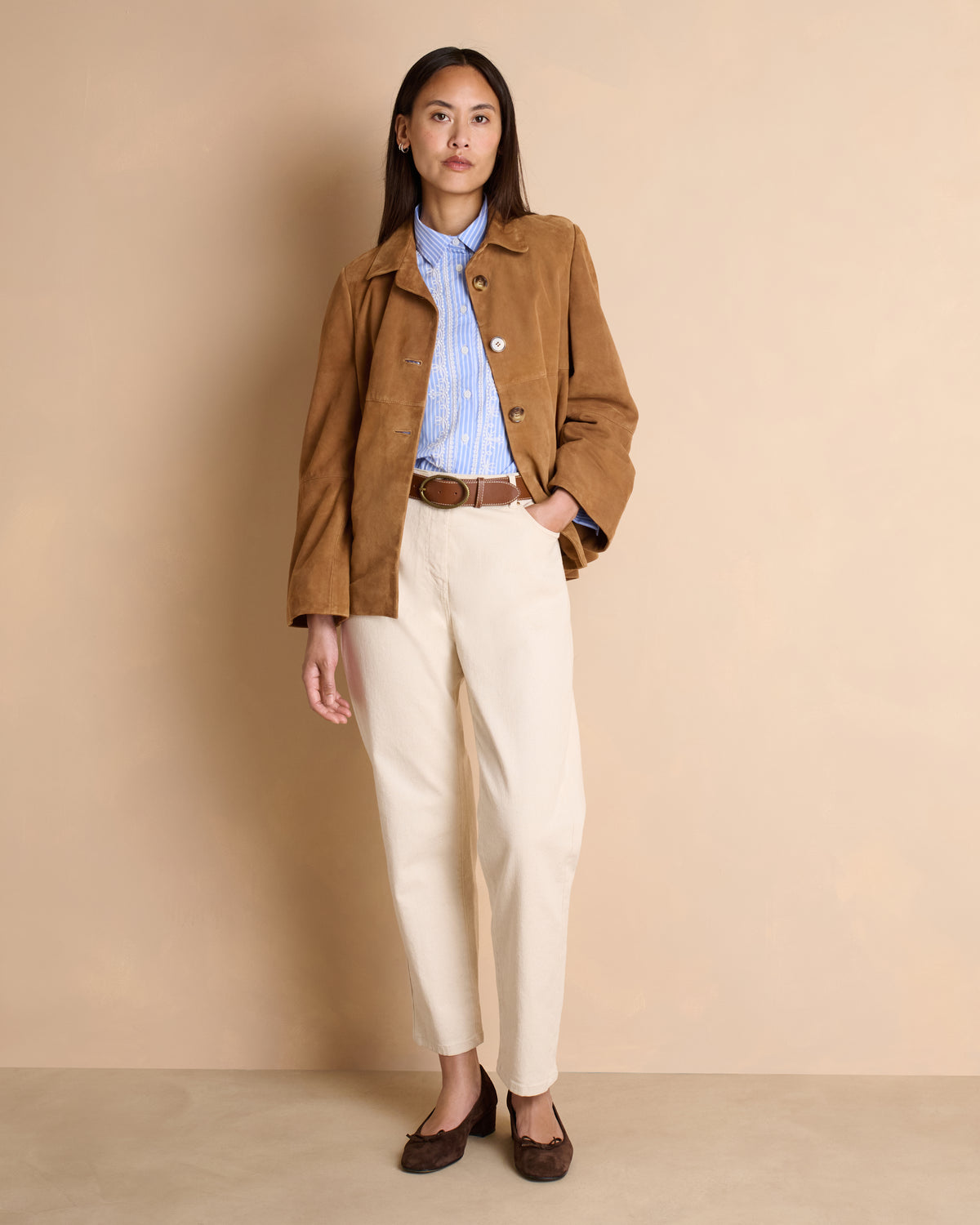 Manteau camel court manches longues et larges MUSTANG/14038/043