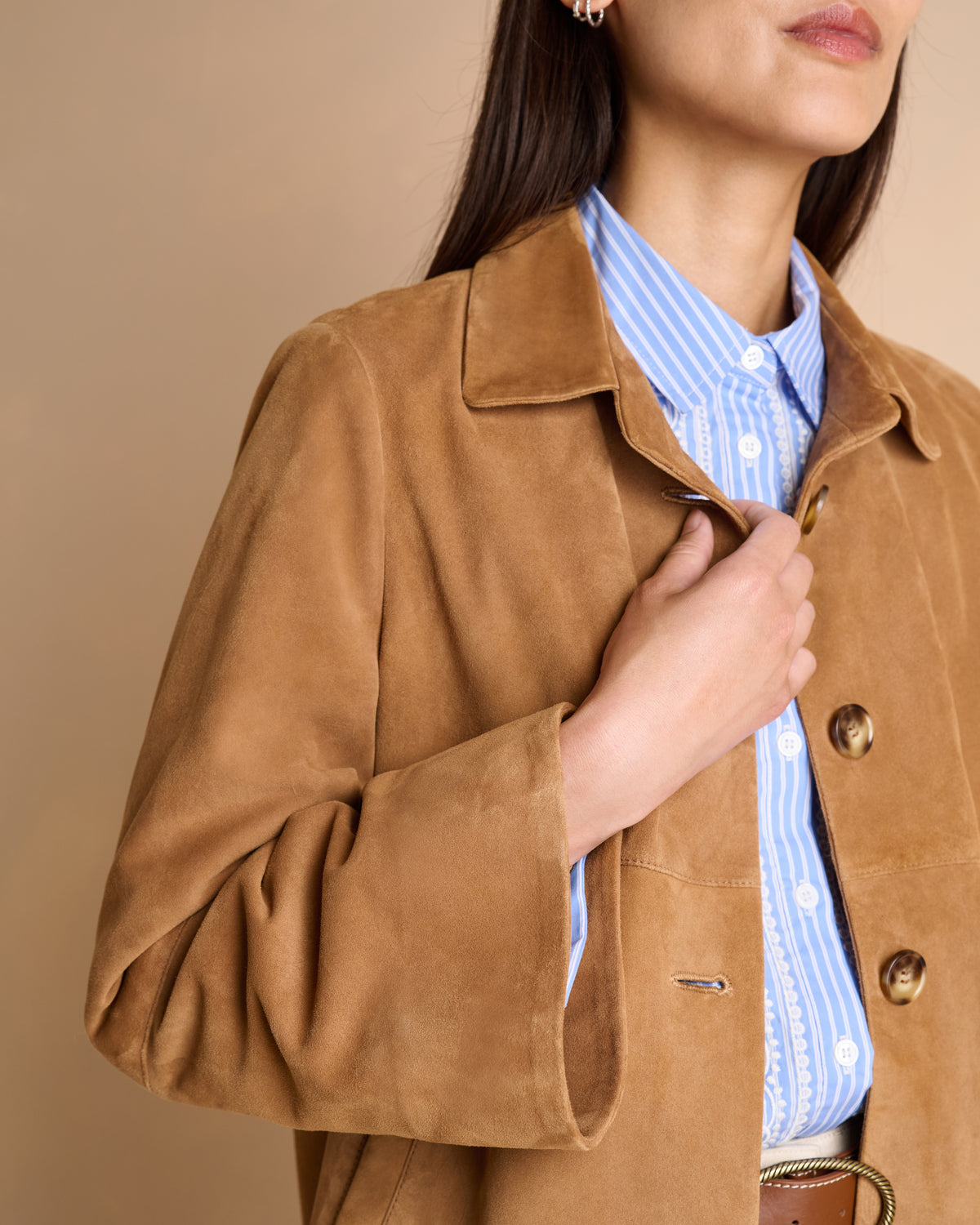 Manteau camel court manches longues et larges MUSTANG/14038/043